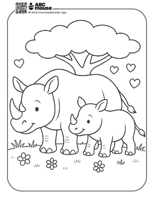 Free printable rhinoceros coloring page for kids from ABCmouse.com. 