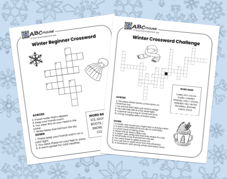 Free printable winter themed crossword puzzles for kids from ABCmouse.com.