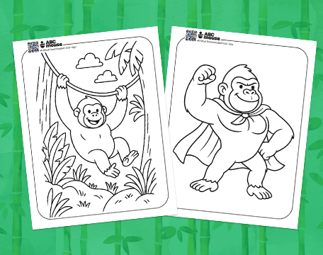 Free printable gorilla coloring pages for kids from ABCmouse.com. 