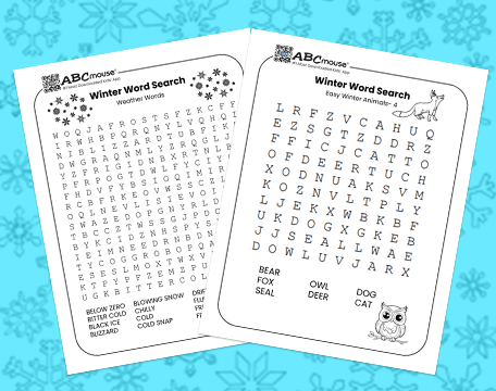 Free printable winter themed word searches for kids from ABCmouse.com.