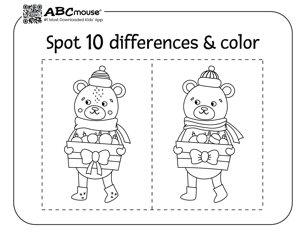 Free printable spot 10 differences coloring page for kids from ABCmouse.com.