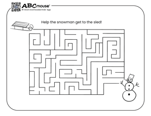 Free printable winter maze activity page for kids from ABCmouse.com.