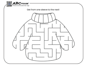 Free printable sweater maze activity page for kids from ABCmouse.com.