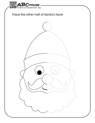 Free printable draw Santa's face coloring page for kids from ABCmouse.com.