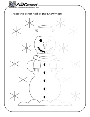 Free printable draw snowman coloring page for kids from ABCmouse.com.