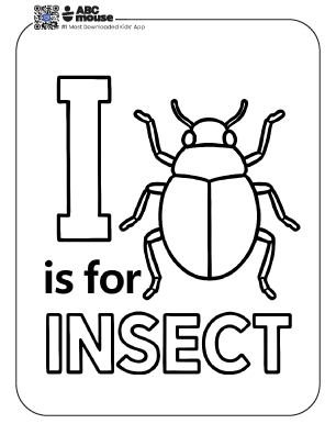 Free printable letter i is for insect coloring pages for kids from ABCmouse.com.