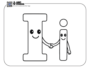 Free printable letter i's holding hands Coloring pages for kids from ABCmouse.com.