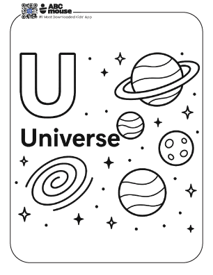 Free printable letter U coloring page for kids from ABCmouse.com.
