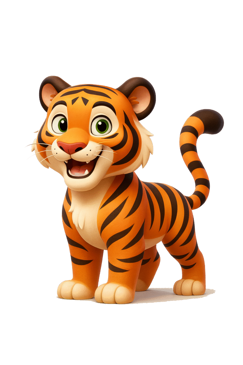 Cute and colorful 3D cartoon Tiger.