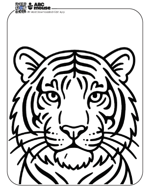 Free printable tiger face coloring page for kids from ABCmouse.com. 