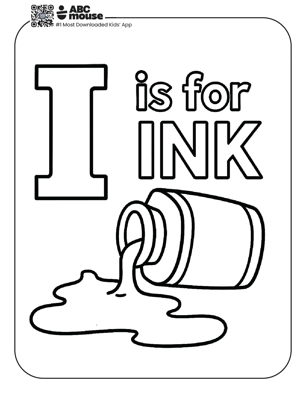 Free printable letter i is for ink Coloring pages for kids from ABCmouse.com.
