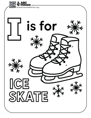 Free printable letter i is for ice skate Coloring pages for kids from ABCmouse.com.