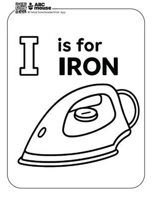 Free printable letter i is for iron coloring pages for kids from ABCmouse.com.