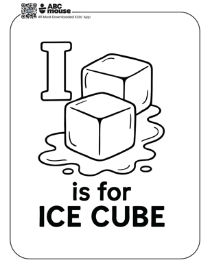 Free printable letter i is for ice cube coloring pages for kids from ABCmouse.com.