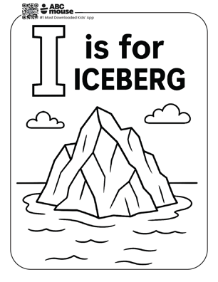 Free printable letter i is for iceberg coloring pages for kids from ABCmouse.com.