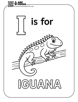 Free printable letter i is for iguana coloring pages for kids from ABCmouse.com.