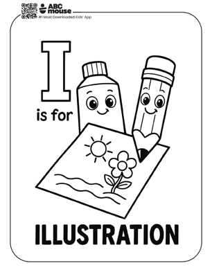 Free printable letter i is for illustration coloring pages for kids from ABCmouse.com.