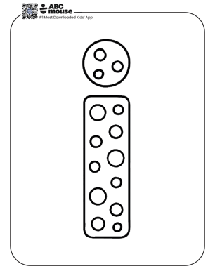 Free printable lower case letter i with dots Coloring pages for kids from ABCmouse.com.