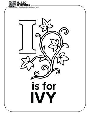 Free printable letter i is for ivy coloring pages for kids from ABCmouse.com.