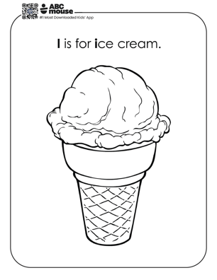 Free printable letter i is for ices cream Coloring pages for kids from ABCmouse.com.