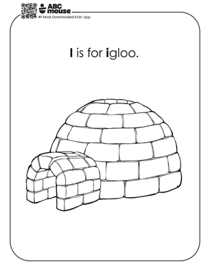 Free printable letter i is for igloo Coloring pages for kids from ABCmouse.com.
