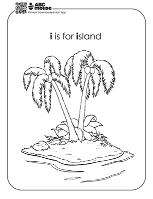 Free printable letter i is for island Coloring pages for kids from ABCmouse.com.