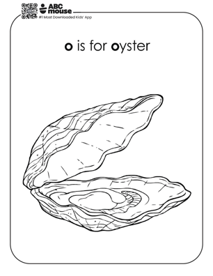 O is for oyster free printable coloring page for kids from ABCmouse.com.