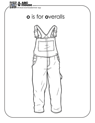 O is for overall free printable coloring page for kids from ABCmouse.com.