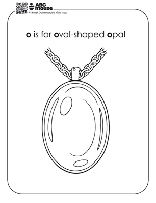 O is for opal free printable coloring page for kids from ABCmouse.com.