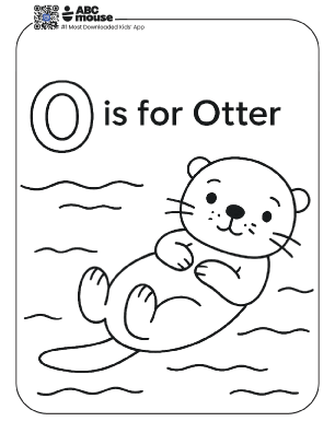 O is for otter free printable coloring page for kids from ABCmouse.com.
