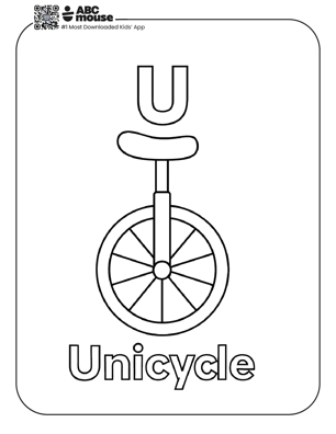 Free printable letter U coloring page for kids from ABCmouse.com.