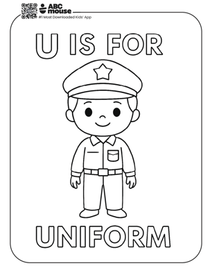 Free printable letter U coloring page for kids from ABCmouse.com.