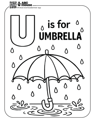 Free printable letter U coloring page for kids from ABCmouse.com.