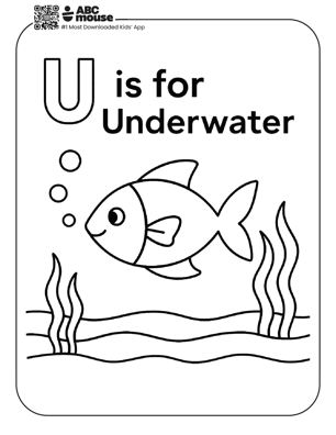 Free printable letter U coloring page for kids from ABCmouse.com.