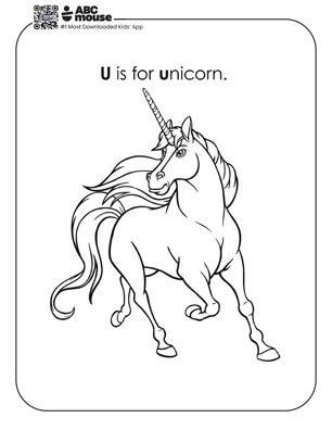 Free printable letter U coloring page for kids from ABCmouse.com.