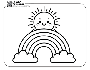 Free printable rainbow coloring page for kids from ABCmouse.com.