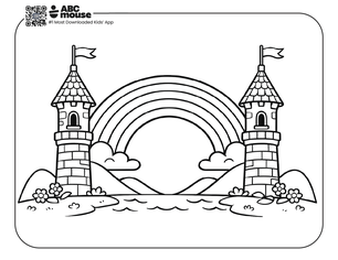 Free printable rainbow coloring page for kids from ABCmouse.com.