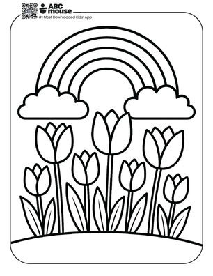 Free printable rainbow coloring page for kids from ABCmouse.com.
