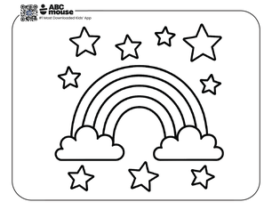 Free printable rainbow coloring page for kids from ABCmouse.com.