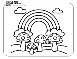 Free printable rainbow coloring page for kids from ABCmouse.com.
