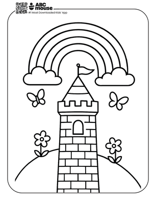 Free printable rainbow coloring page for kids from ABCmouse.com.