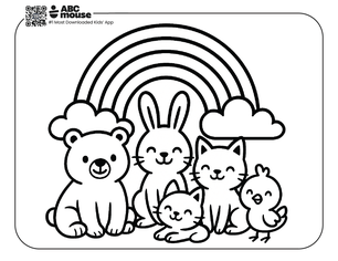 Free printable rainbow coloring page for kids from ABCmouse.com.