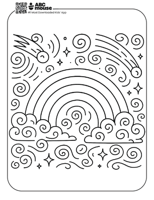 Free printable rainbow coloring page for kids from ABCmouse.com.