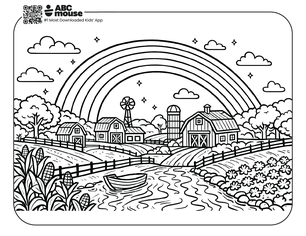 Free printable rainbow coloring page for kids from ABCmouse.com.
