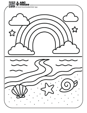 Free printable rainbow coloring page for kids from ABCmouse.com.