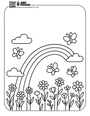 Free printable rainbow coloring page for kids from ABCmouse.com.