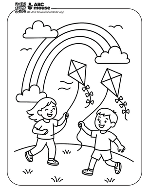Free printable rainbow coloring page for kids from ABCmouse.com.