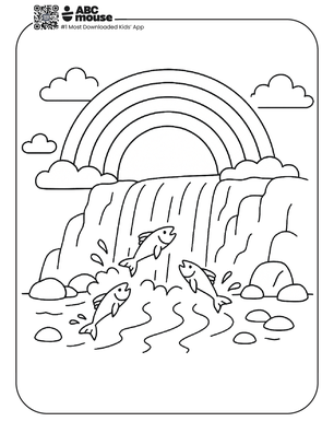 Free printable rainbow coloring page for kids from ABCmouse.com.