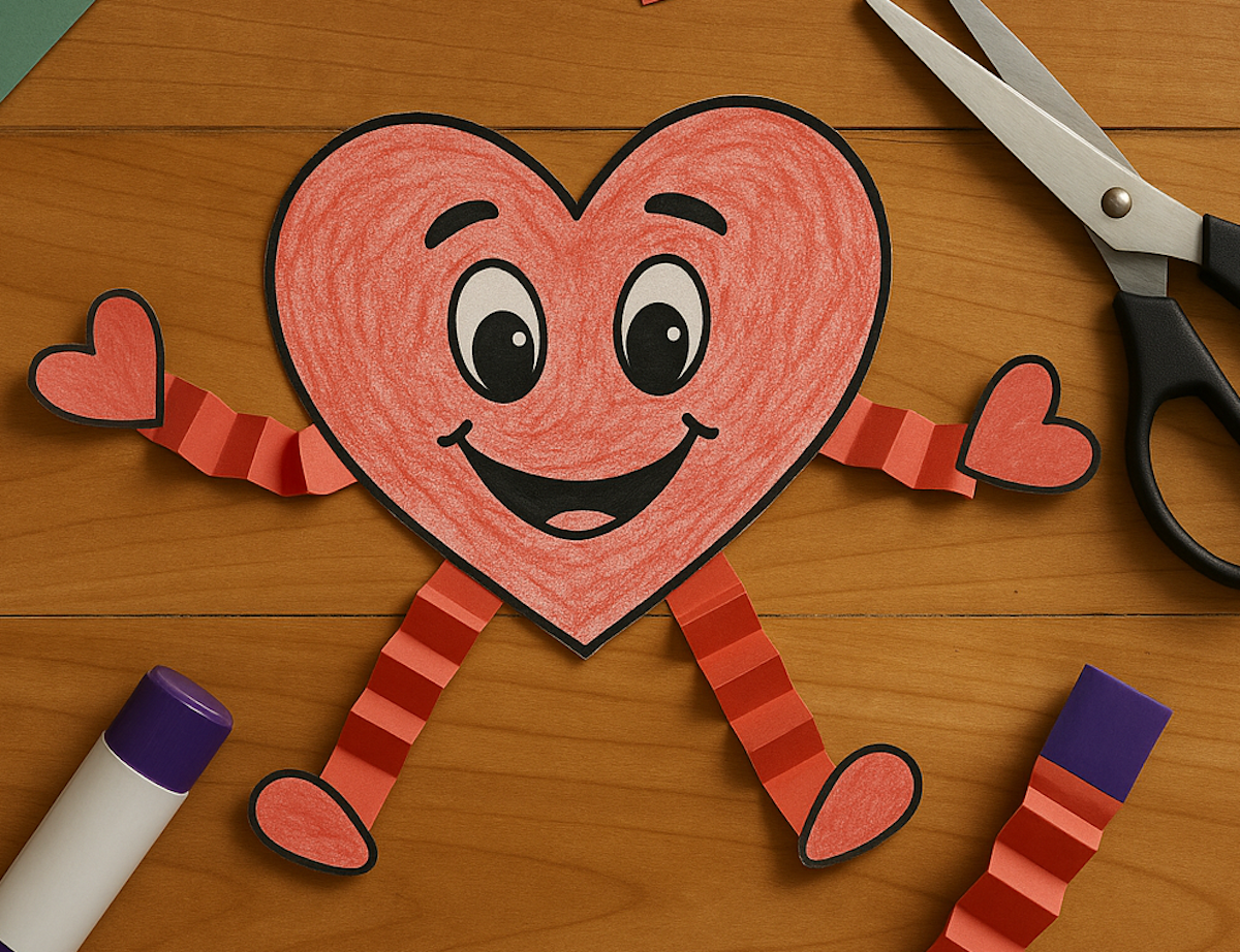 Fun heart person craft for kids to make from ABCmouse.com.