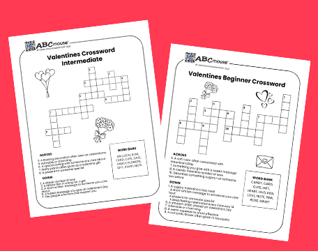 Free printable Valentine's Day crossword puzzles for kids from ABCmouse.com.